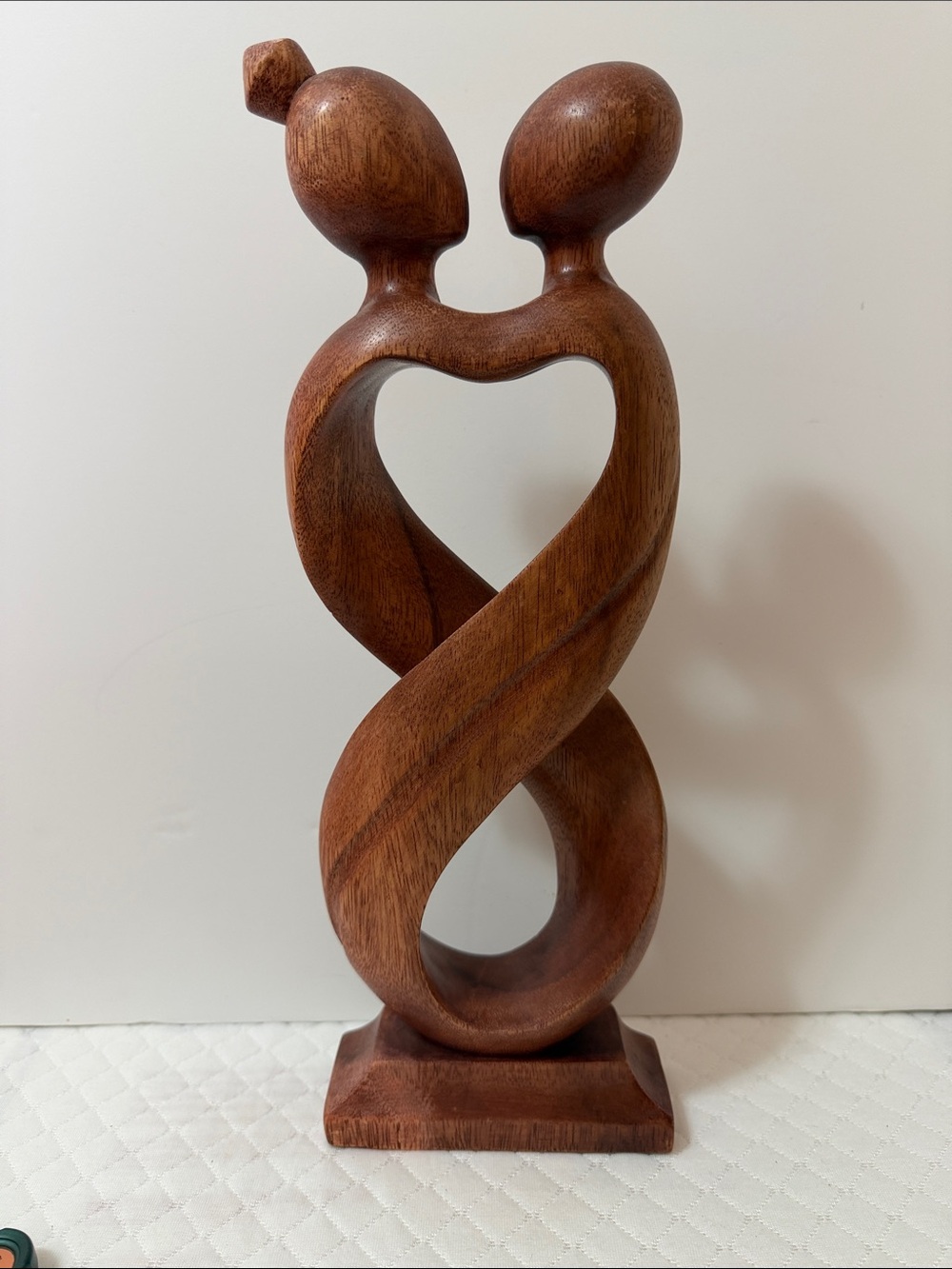 OMA. Handcrafted Brown Wooden Embrace Sculpture - Romantic Home Art. 16” XLarge